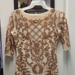 Elegant Gold Sequin Evening Gown